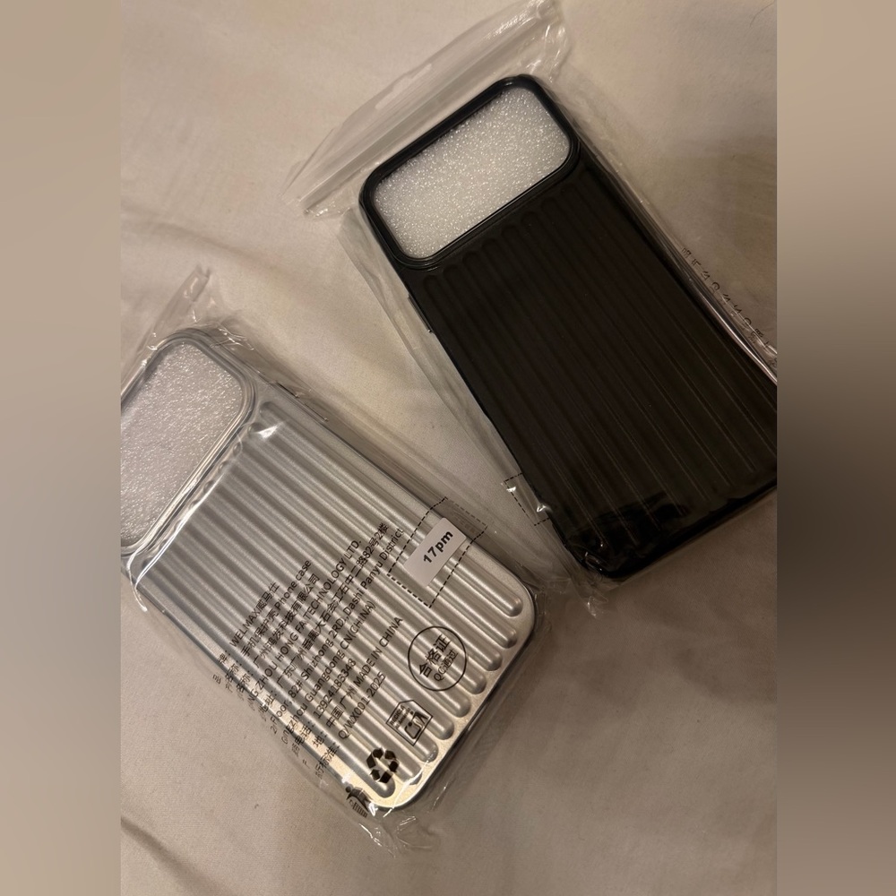 Ribbed Black and Silver Phone Cases